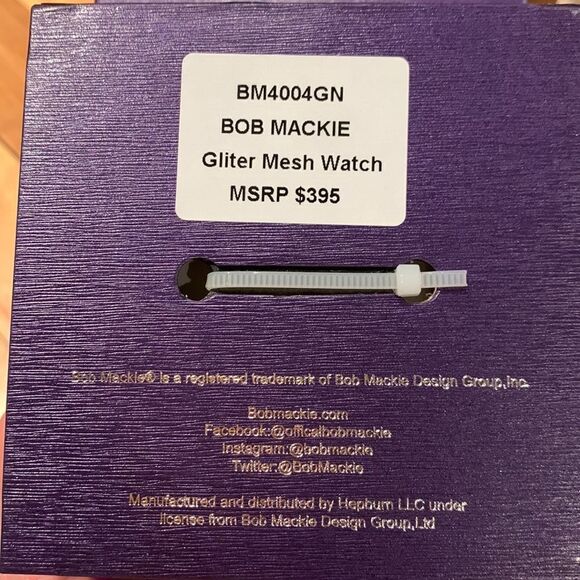 Bob Mackie Women's Black Alloy Bracelet Glitter Dial Mesh Watch 32mm. New in box - Picture 5 of 5